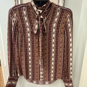 Veronica Beard Brown and Cream Striped Blouse